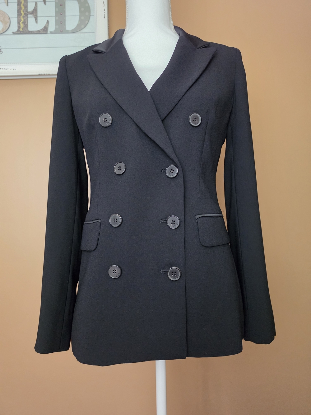MARELLA Stella Double-Breasted Black Blazer Jacket